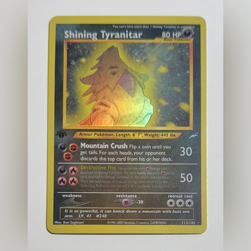 Shining Tyranitar, Fan Art, DIY Custom Card, For Display Only, Gift